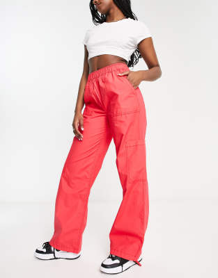 Red and white cargo hot sale pants