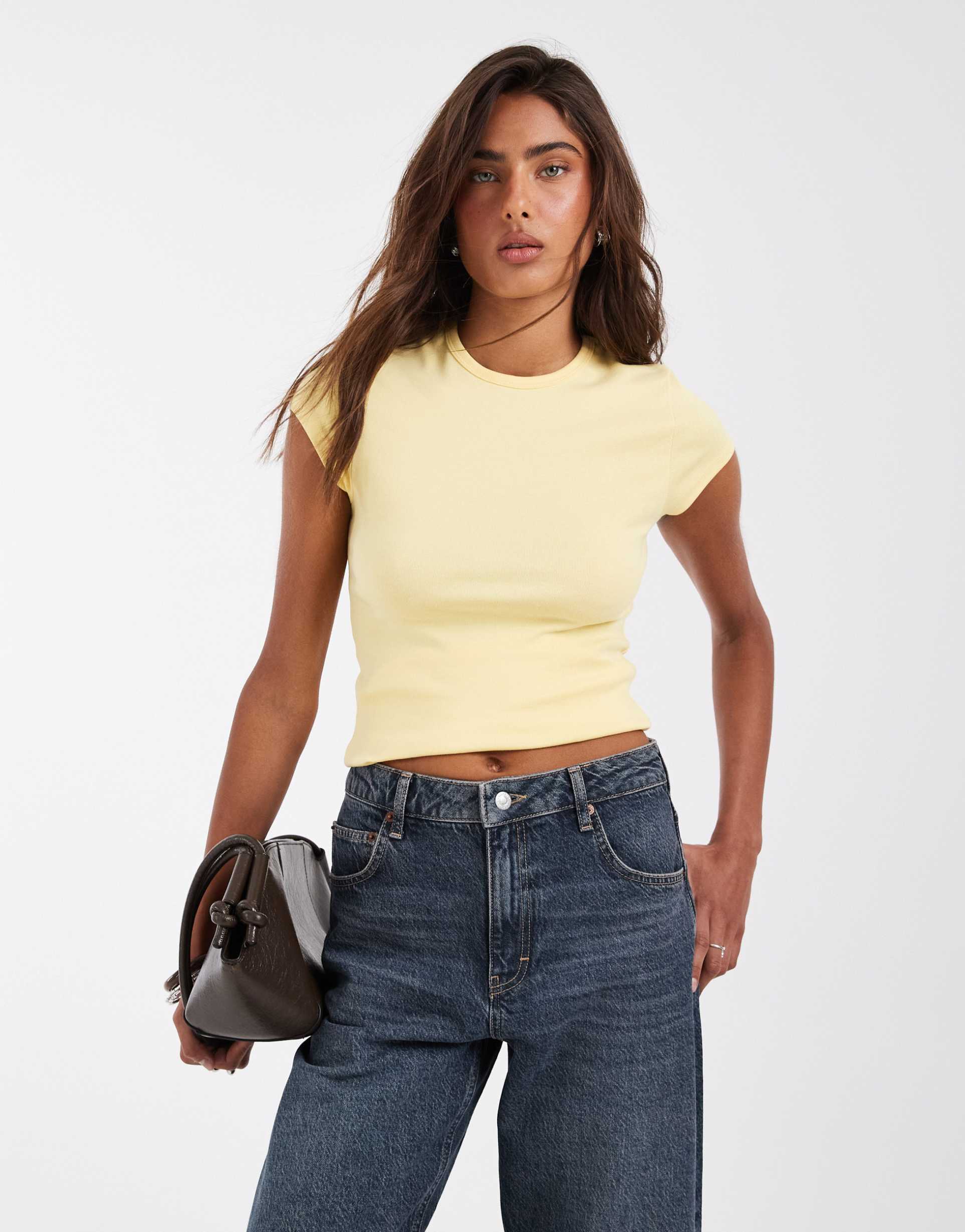 asos design clean short sleeve baby tee in buttermilk