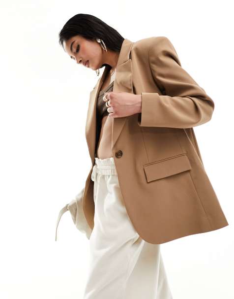 ASOS DESIGN clean tailored blazer in taupe - view 1