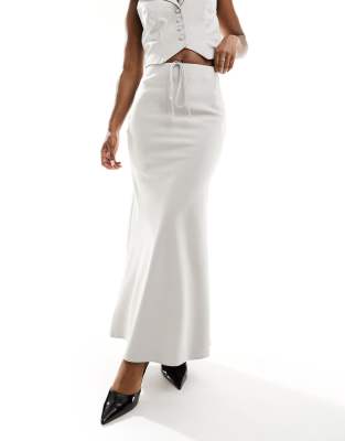 clean tailored maxi skirt in light gray - part of a set