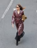 [ASOS DESIGN] ASOS DESIGN clean top collar leather look trench in burgundy-Red 14 Burgundy