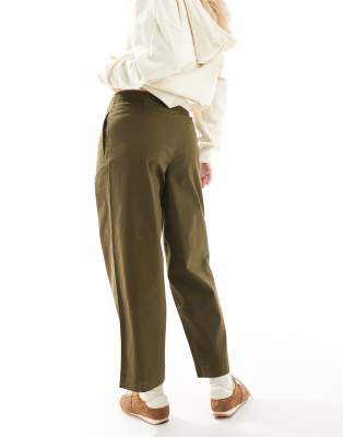 Asos Design Clean Waist Barrel Chino In Green