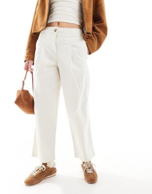 Asos Design Clean Waist Barrel Chinos In White