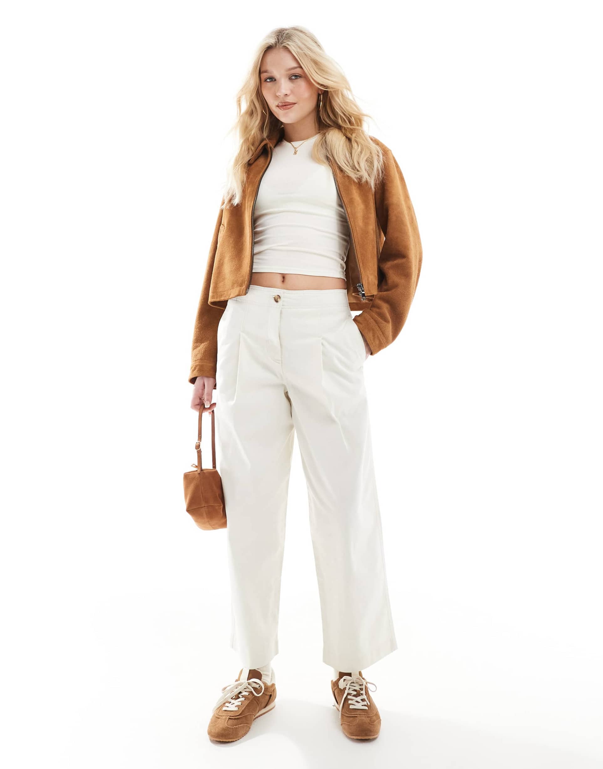 asos design clean waist chinos in buttermilk