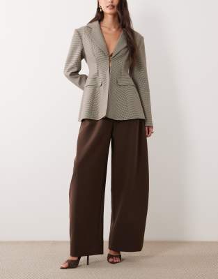 Asos Design Clean Waistband Oversized Tailored Barrel Pants In-brown