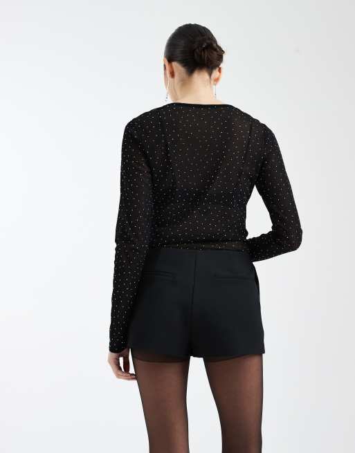 ASOS DESIGN clean waistband tailored micro short in black, 5 of 5