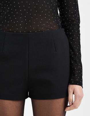 Asos Design Clean Waistband Tailored Micro Shorts In Black