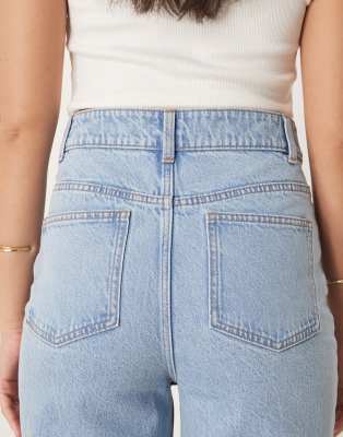 ASOS DESIGN clean wide leg jeans with front pockets in light blue