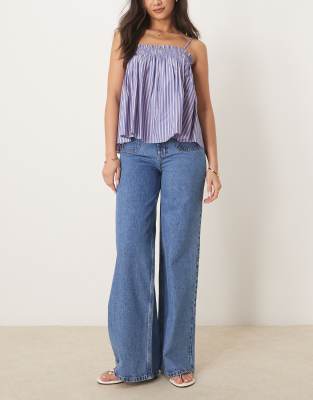 Asos Design Clean Wide Leg Jeans With Front Pockets