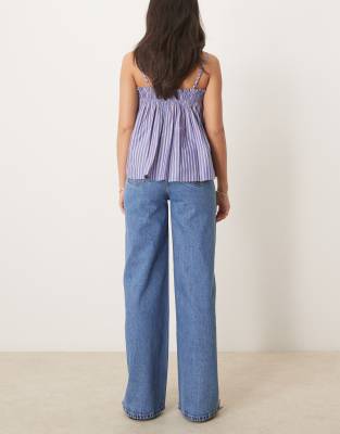 ASOS DESIGN CLEAN WIDE LEG JEANS WITH FRONT POCKETS 