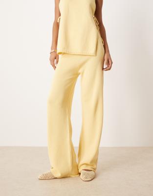 Asos Design Clean Wide Leg Pants In Yellow