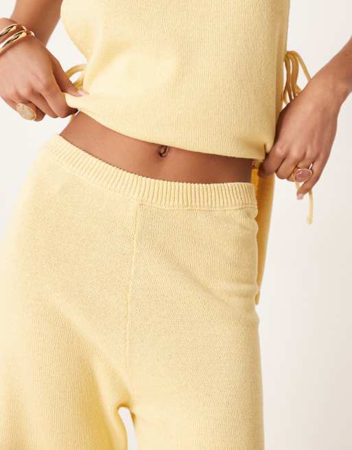 ASOS DESIGN clean wide leg pants in buttermilk - part of a set