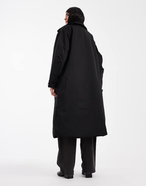 ASOS DESIGN – Cleane, wattierte Longline-Jacke in Schwarz, 2 von 4