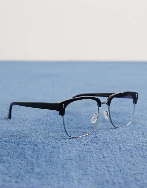 ASOS DESIGN clear lens retro glasses with blue light lens , 2 of 5
