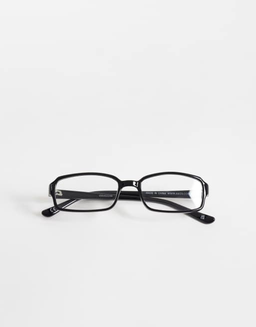ASOS DESIGN clear lens square blue-light glasses in black, 3 of 3