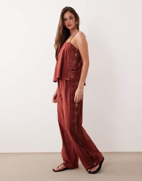 ASOS DESIGN Cleo beach top in rust - view 1