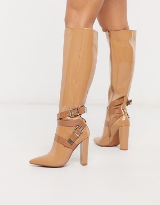 beige boots knee high