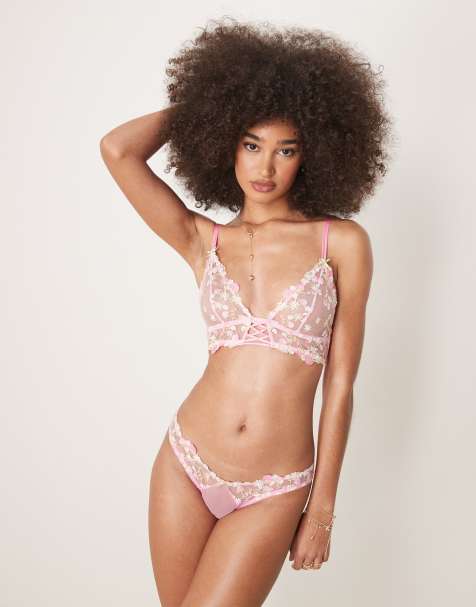 ASOS DESIGN - Cleo - Premium geborduurde lingerieset in roze - view 1