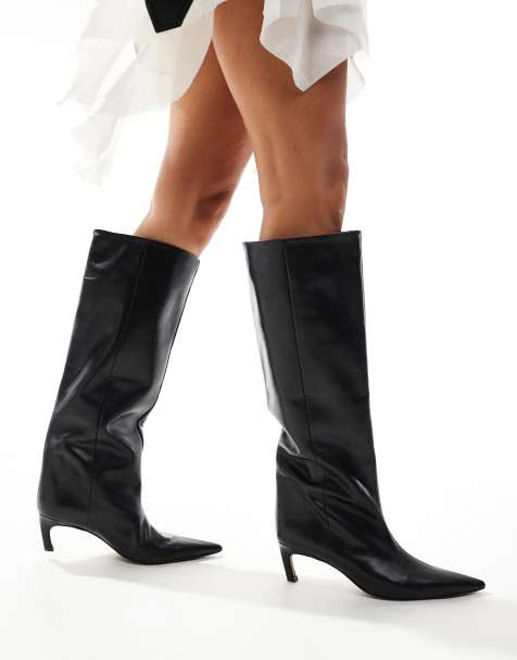 ASOS DESIGN - Cleo - Stivali con tacco a spillo neri in pelle premium - view 1