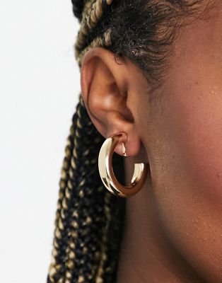ASOS DESIGN clip on hoop earrings with tube design gold tone