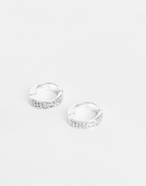 ASOS DESIGN - Clip-oorringen met kristal in zilverkleur