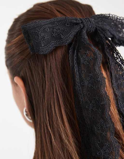 ASOS DESIGN - Clip per capelli nera in pizzo a forma di fiocco, 3 di 3