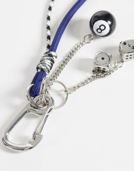 ASOS DESIGN - Clip per jeans a forma di dado e pallina da biliardo e moschettone argentato, 2 di 3