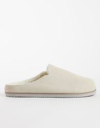 ASOS DESIGN clog mule slipper in mink suede with cream lining