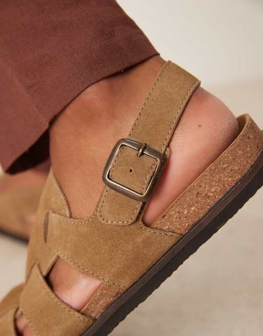 ASOS DESIGN closed fisherman sandals in beige suede ASOS