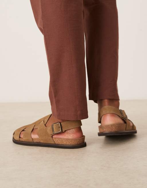 ASOS DESIGN closed fisherman sandals in beige suede