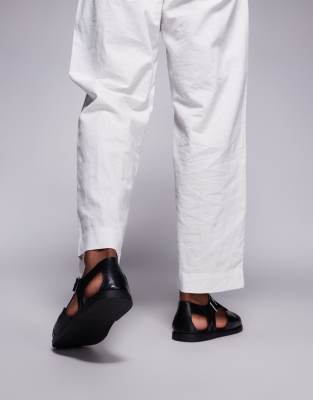 ASOS DESIGN - Sandales en cuir style pêcheur fermées - Noir