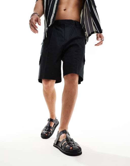 ASOS DESIGN closed toe fisherman sandals in black PU ASOS