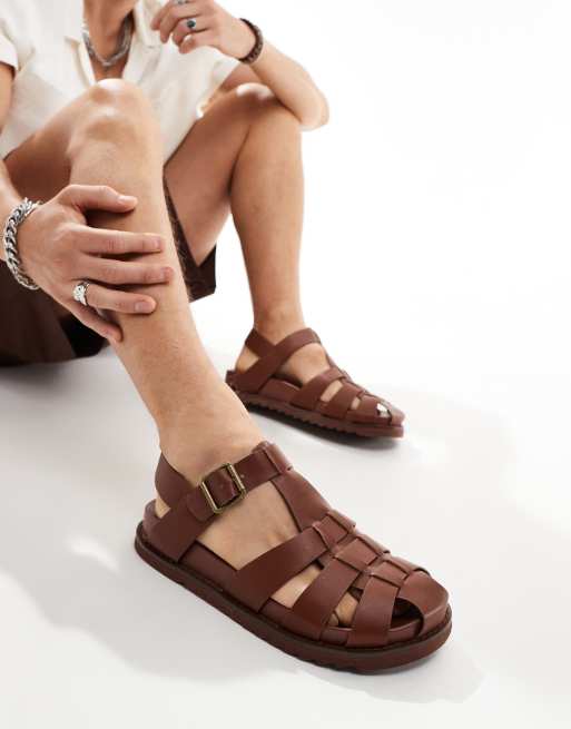 ASOS DESIGN closed toe fisherman sandals in brown ASOS