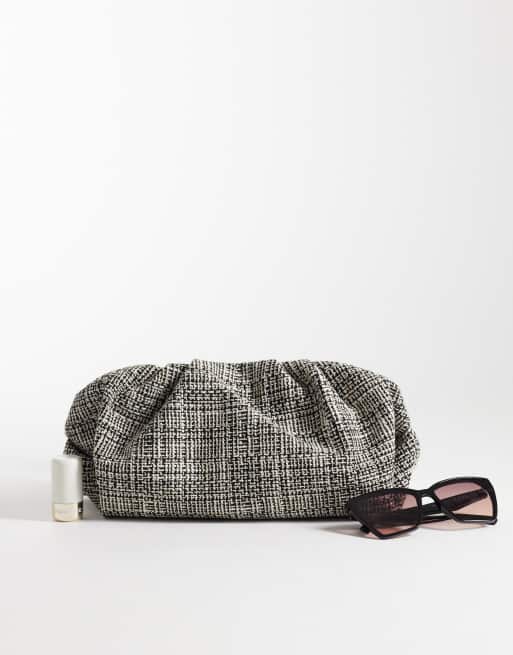 ASOS DESIGN cloud clutch purse in black and white bouclé, 2 of 4