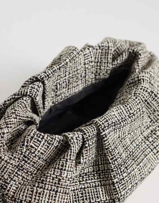 ASOS DESIGN cloud clutch purse in black and white bouclé, 4 of 4
