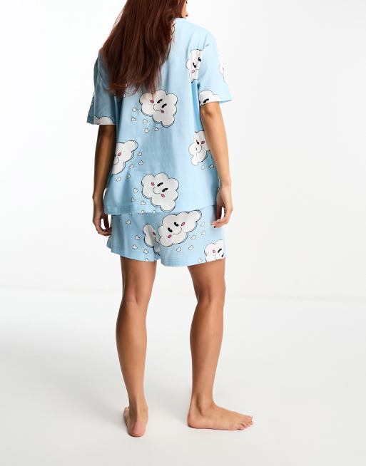 Cloud Print Shirt And Swim Shorts Set