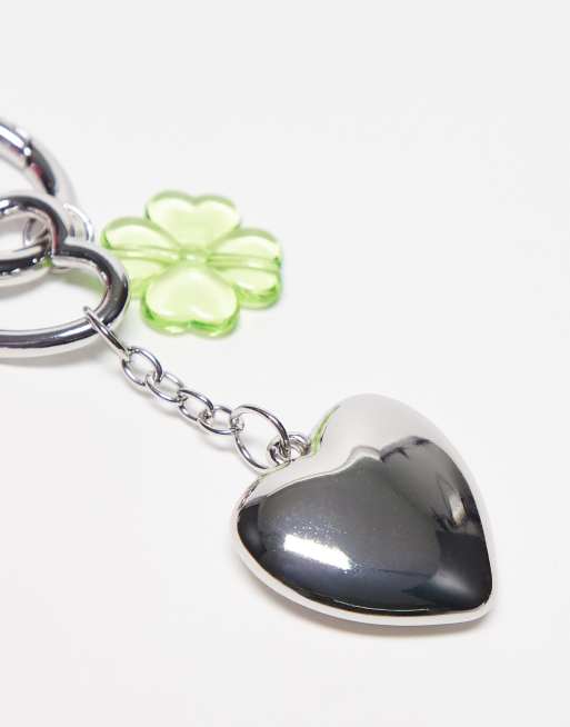 ASOS DESIGN clover bag charm in multi