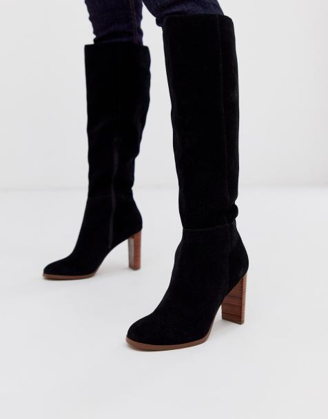 ASOS DESIGN - Clover - Bottes hauteur genou en daim haut de gamme - Noir
