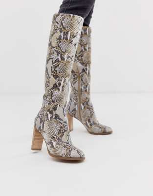 snake knee high boot