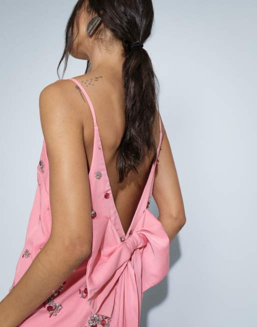 ASOS DESIGN cluster embellished shift mini dress in pink, 2 of 9