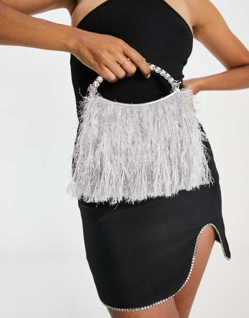 Feather store clutch bag