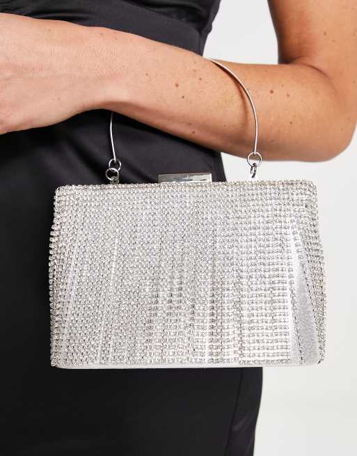 Silver clutch 2025 bag with handle