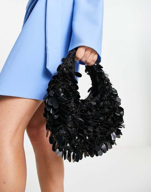 Black sequin store clutch bag