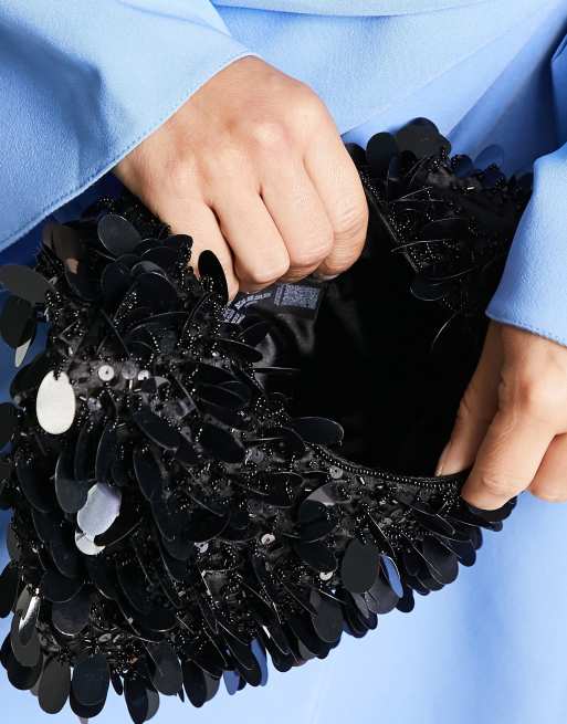 Black sequin clutch discount bag