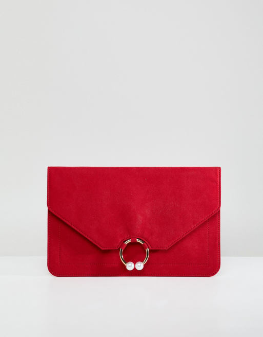 Red clutch bag store asos