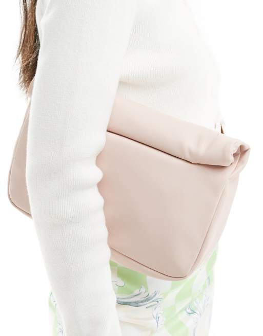 ASOS DESIGN clutch bag with roll top closure in blush, 4 of 4