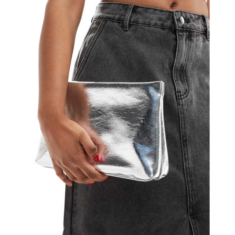 Silver clutch bag asos sale