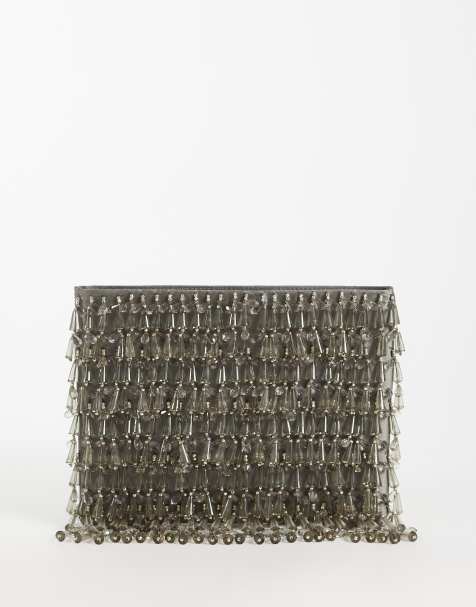ASOS DESIGN - Clutch met druppelvormige lovertjes en rits in grijs - view 1