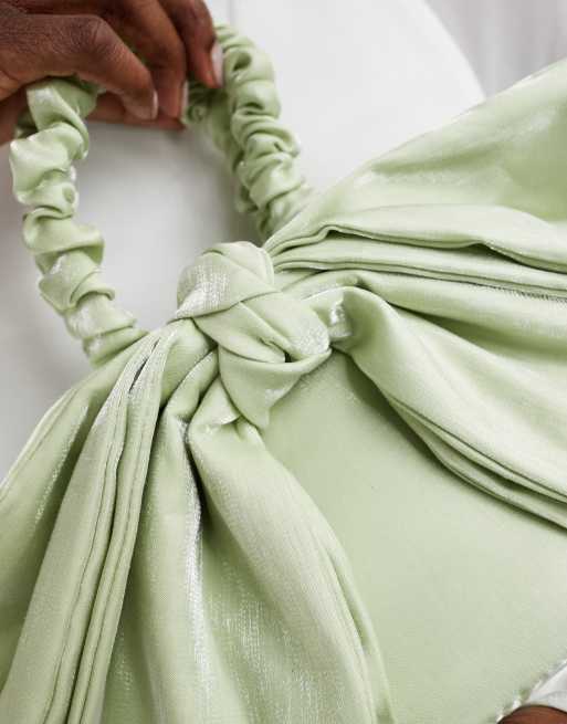 ASOS DESIGN - Clutch met oversized strik in saliegroen, 3 van 4
