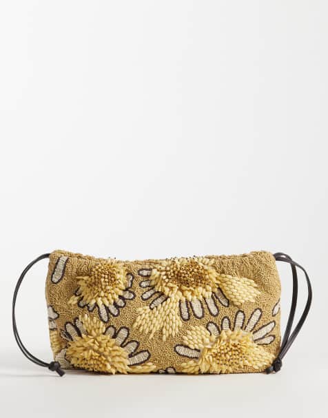 ASOS DESIGN – Clutch mit Rahmen und Blumenverzierung in Gelb - view 1